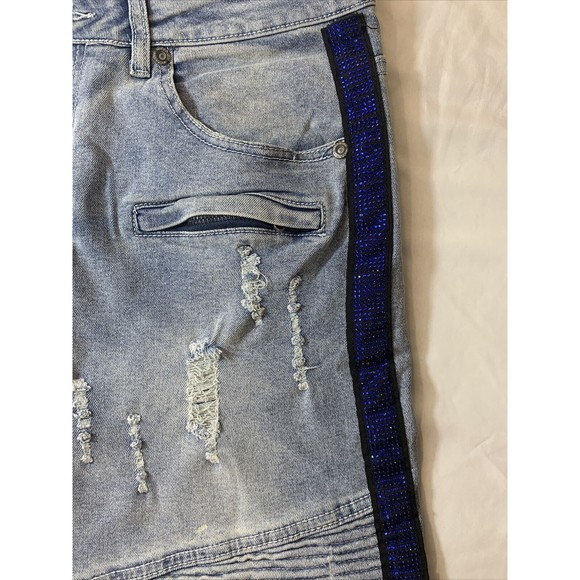 M.Society Politically Incorrect Denim Jean Shorts Size 34 7 Pockets Distressed - Picture 6 of 12